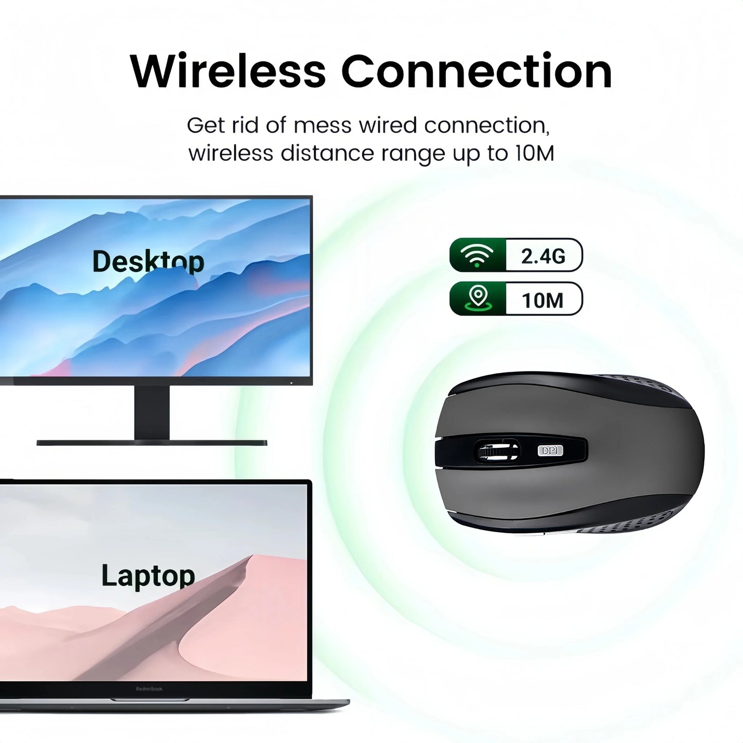 2.4G Wireless Bluetooth Mouse for PC, Laptop, MacBook