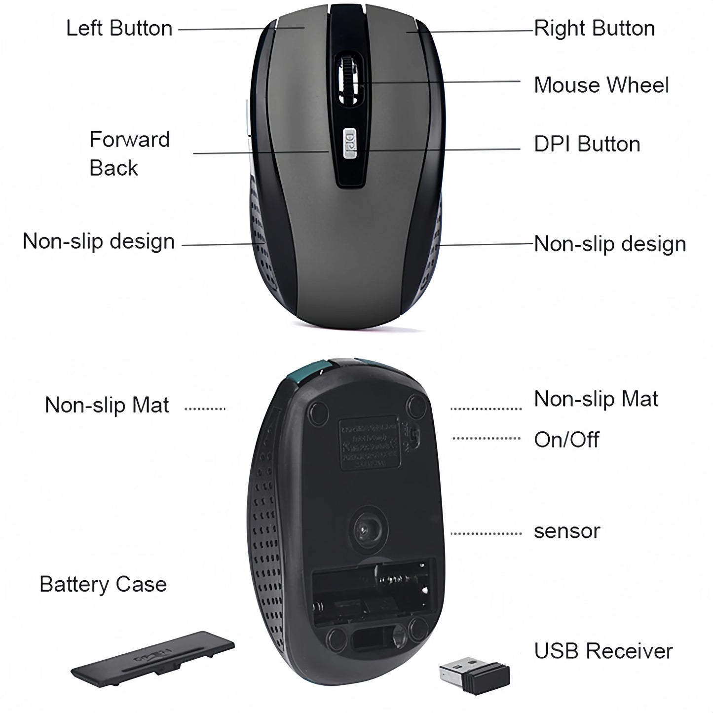 2.4G Wireless Bluetooth Mouse for PC, Laptop, MacBook