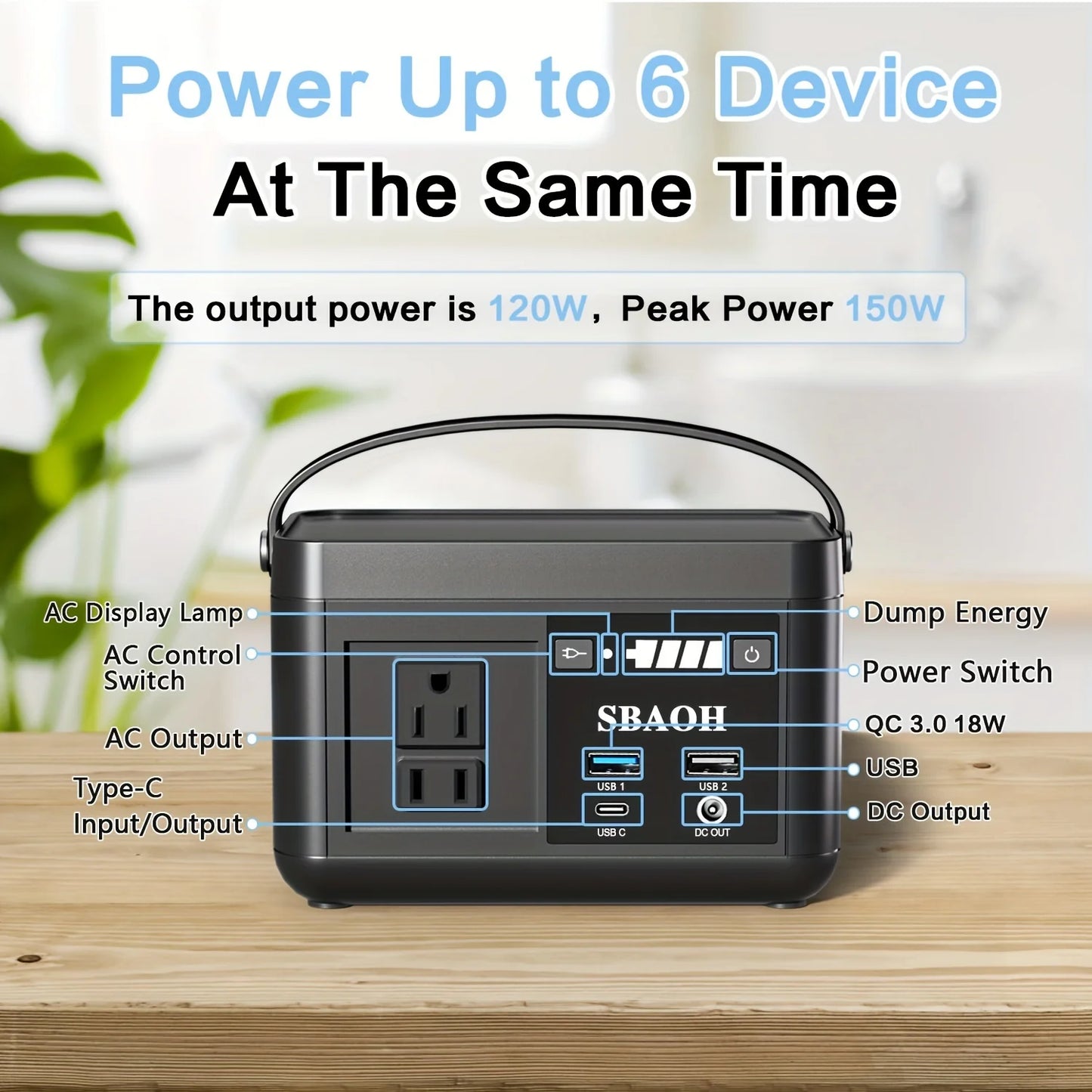 Lightweight Portable SBAOH Power Station 120w (150w peak)