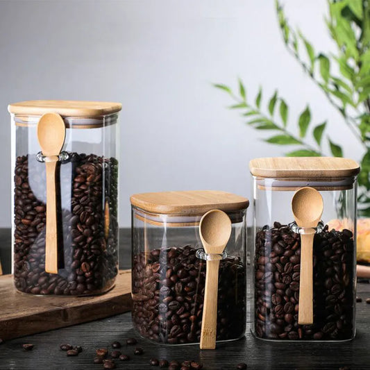 Bamboo Lid Glass Storage Jars